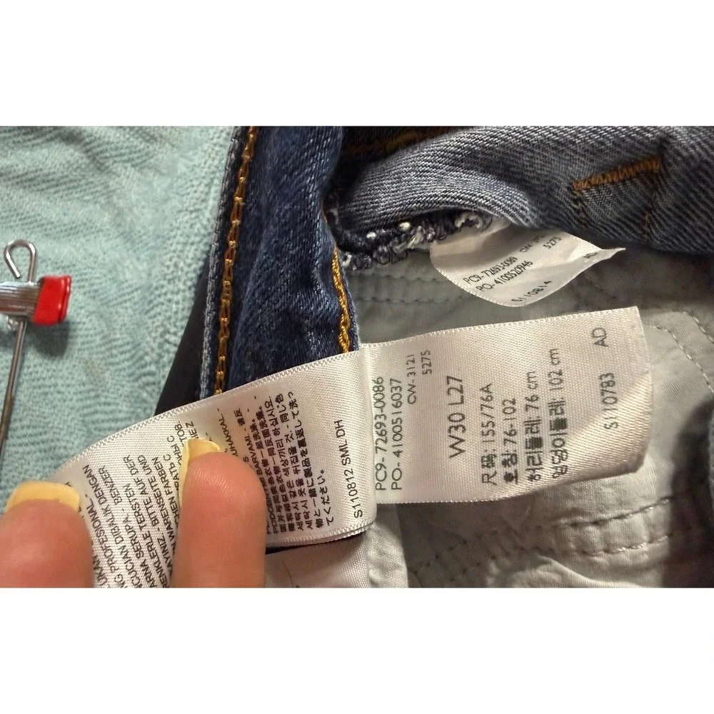 Levis Premium Ribcage Straight Ankle Jeans Blue Denim Button Fly Size 30 Big E - Picture 9 of 11